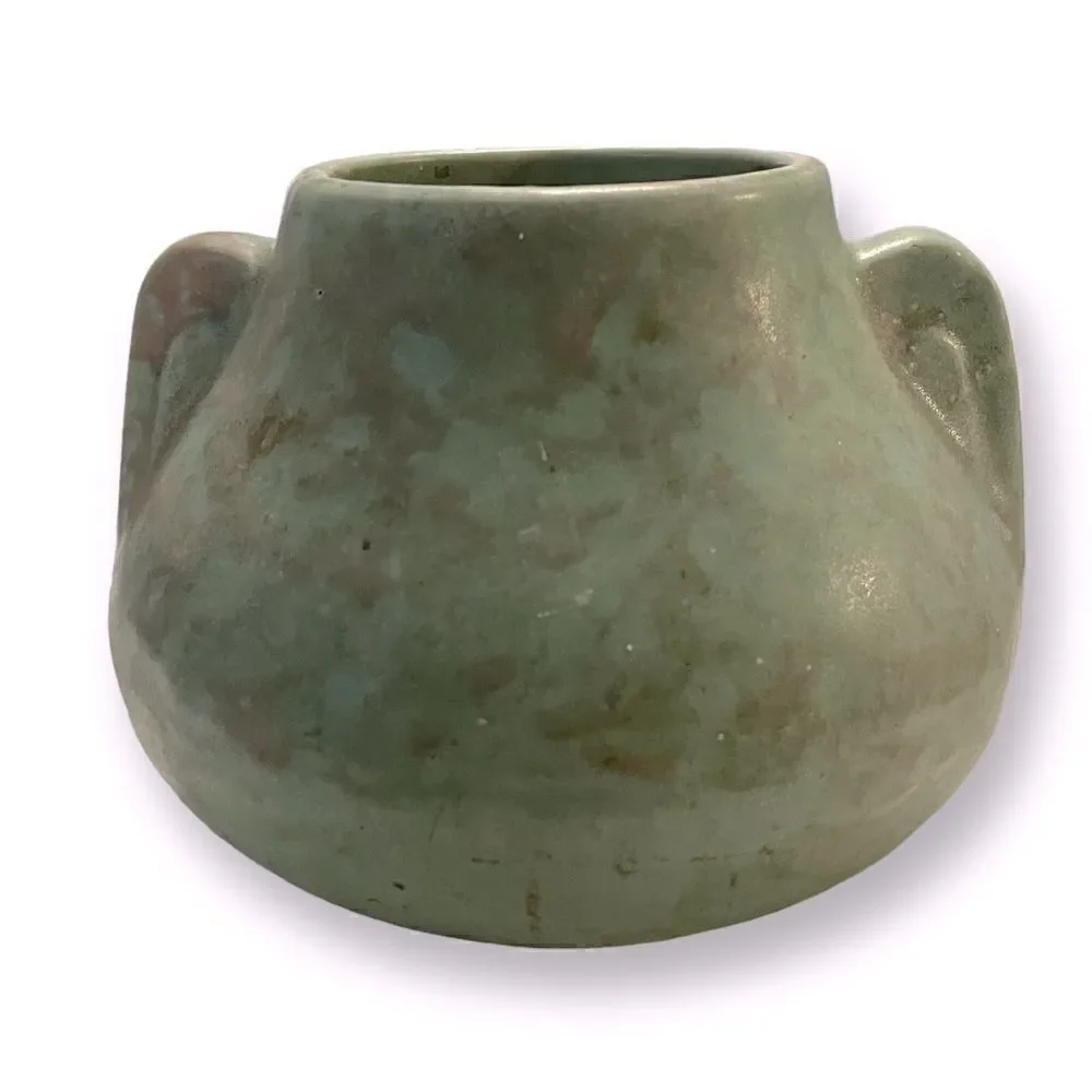 Vintage Brush McCoy Pottery MCM Mid-Century Mottled Aqua Green Vessel Vase